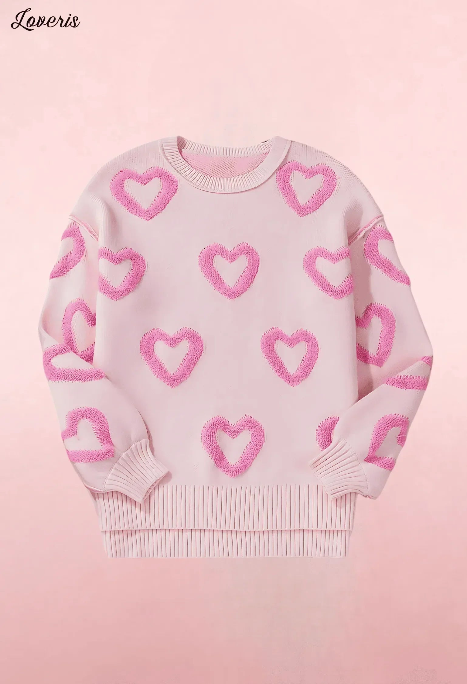 Suéter Moletom em Formato de Coração Rosa