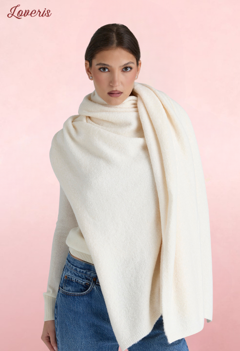 Nara Cachecol Texturizado Oversized em Lã Marfim