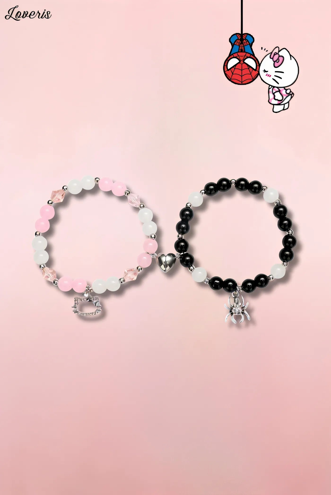 2 Peças Pulseira Homem-Aranha e Hello Kitty - Melhores amigos/Namorados