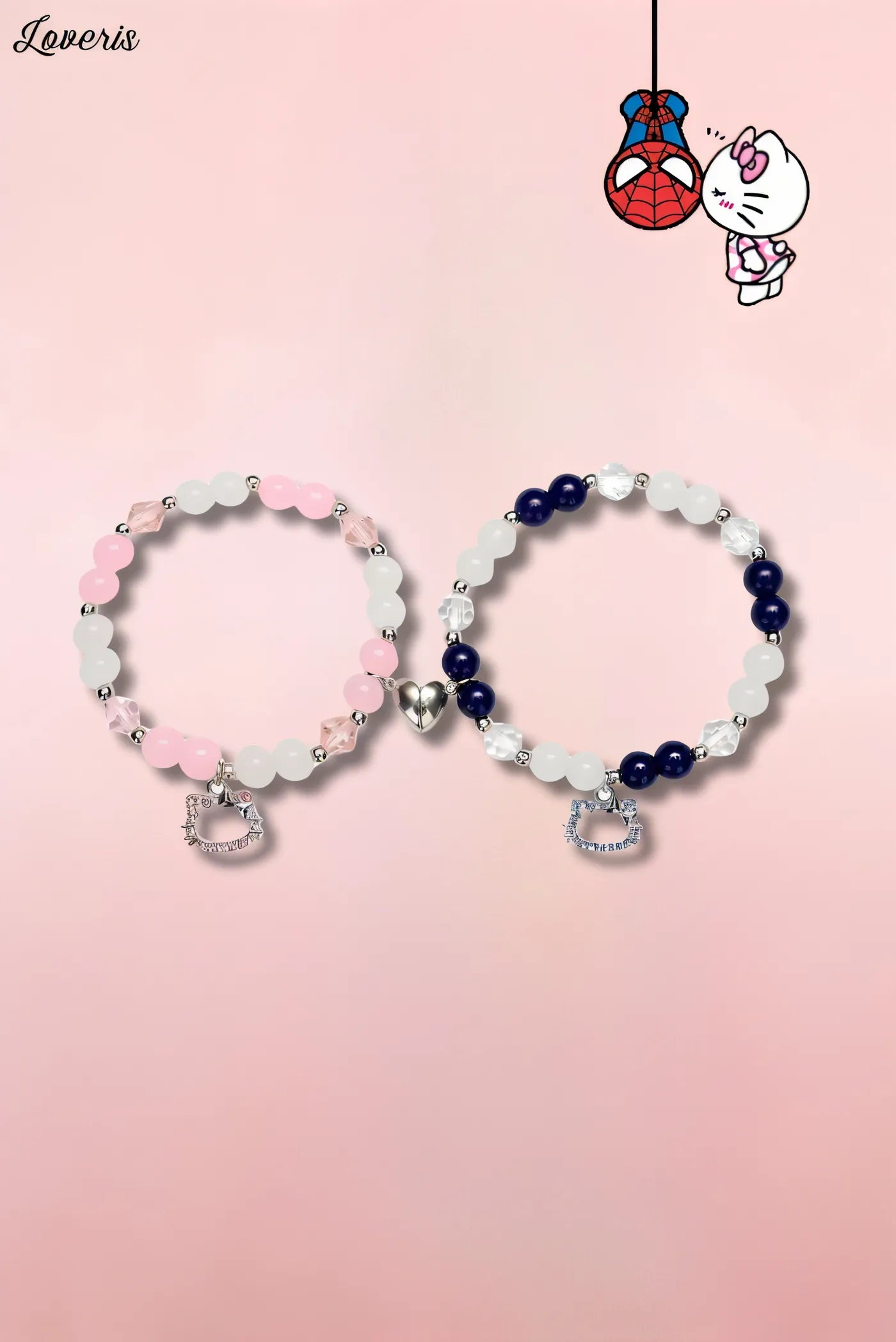 2 Peças Pulseira Homem-Aranha e Hello Kitty - Melhores amigos/Namorados  1