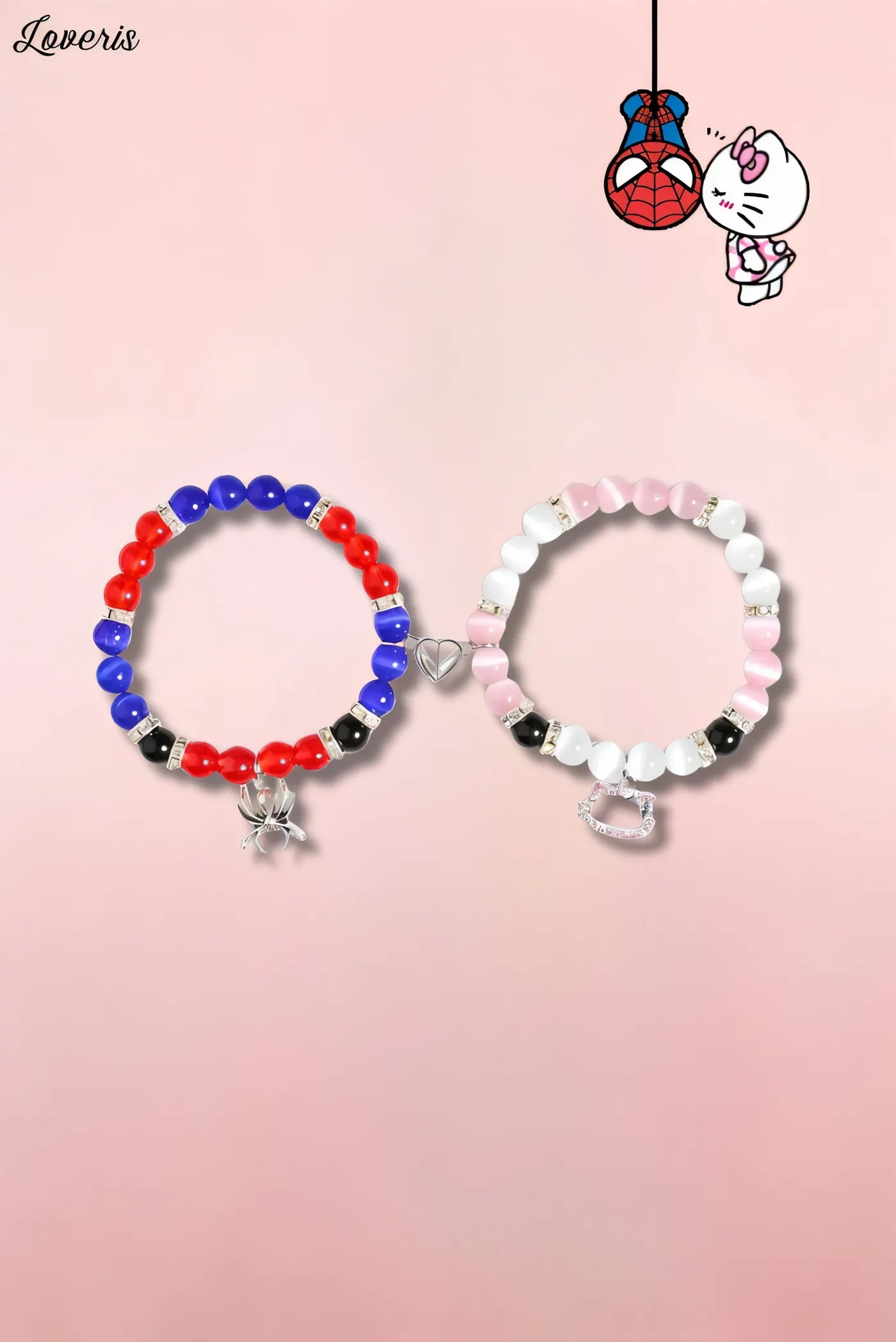 2 Peças Pulseira Homem-Aranha e Hello Kitty - Melhores amigos/Namorados 2