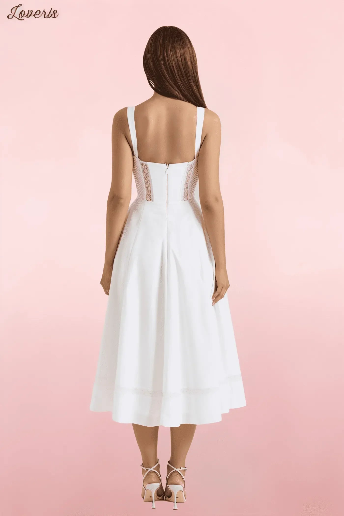 Vestido Midi Branco com Renda Kim