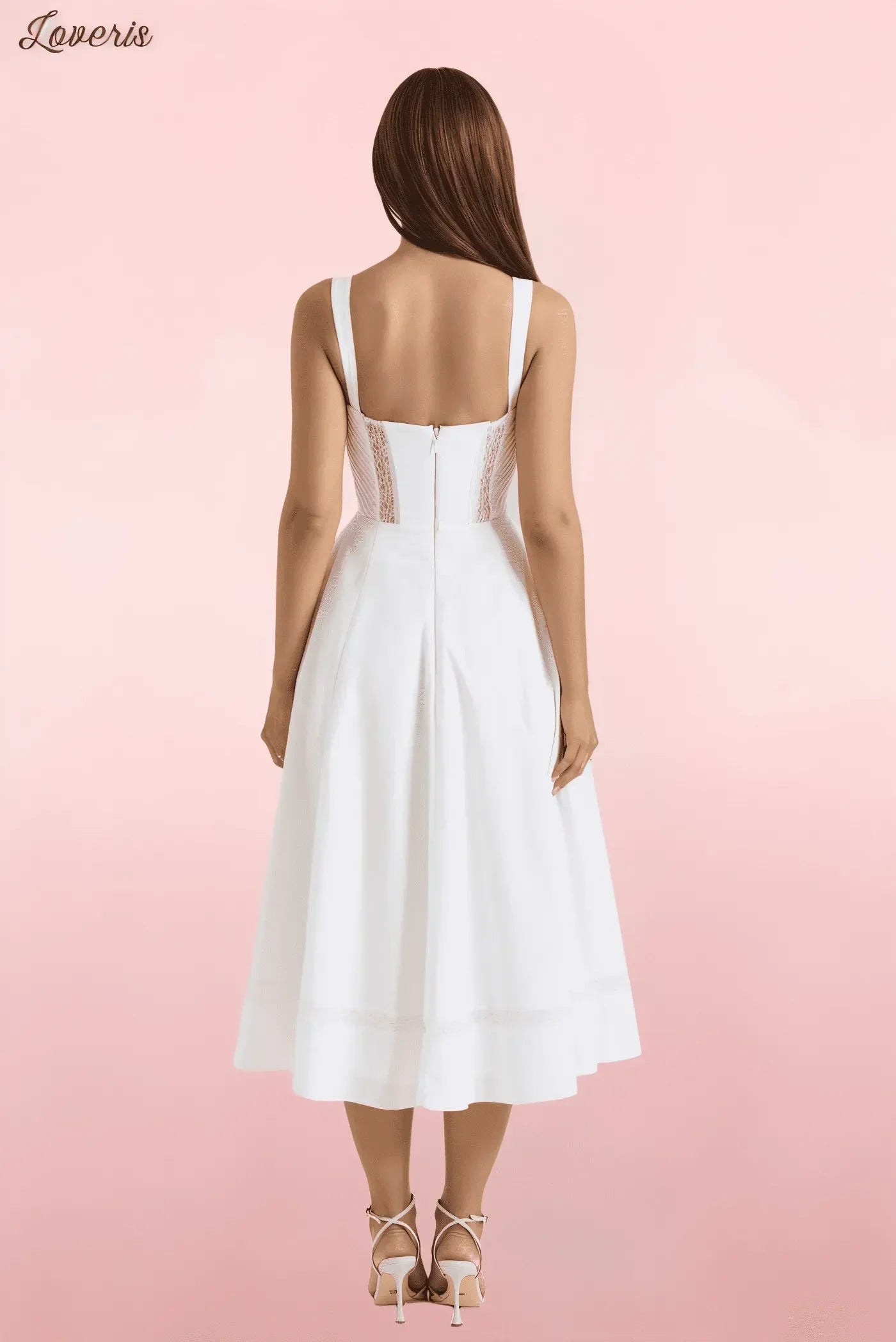 Vestido Midi Branco com Renda Kim