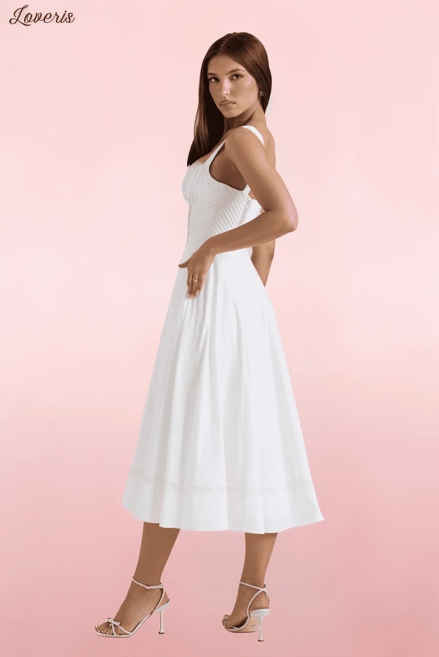 Vestido Midi Branco com Renda Kim