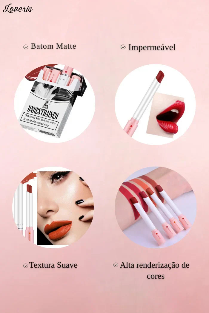 Batom Retrô 4 em 1 ( À prova d’água) Edição Limitada + Frete Grátis