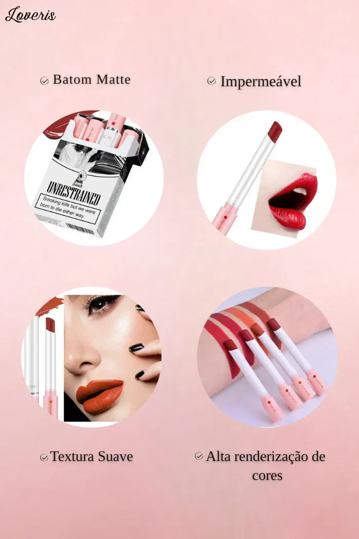 Batom Retrô 4 em 1 ( À prova d’água) Edição Limitada + Frete Grátis