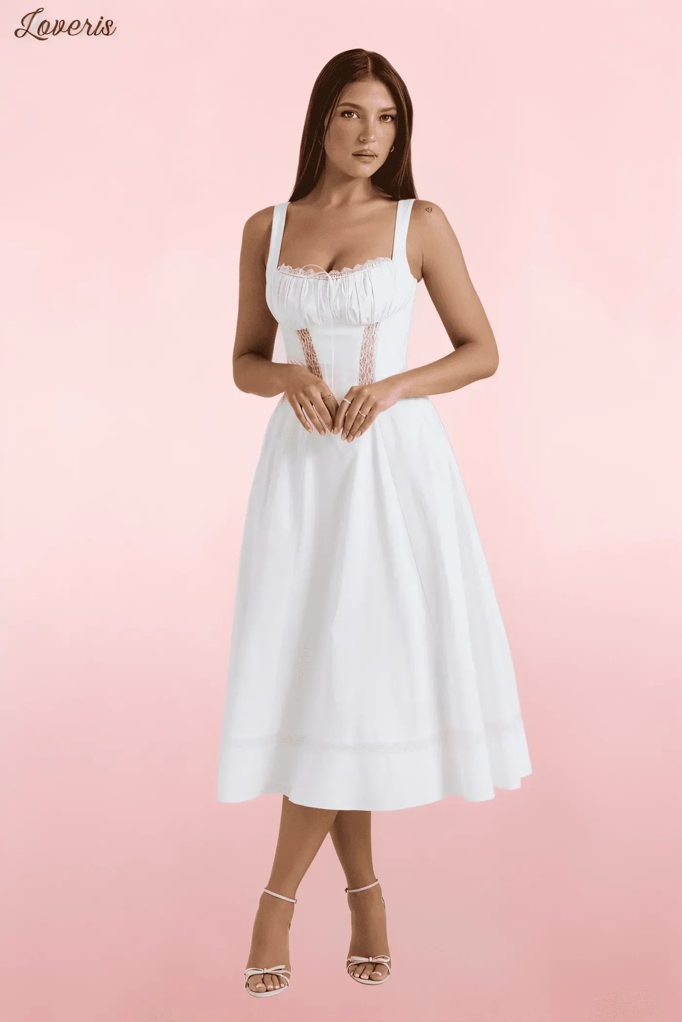 Vestido Midi Branco com Renda Kim